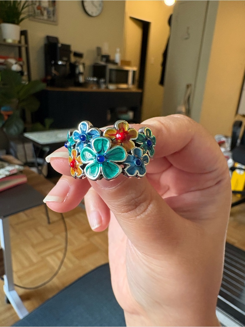 Multicolor Floral Enamel Ring - Women Jewelry